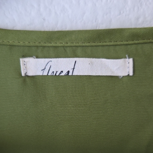 FLOREAT Anthropologie Green Tie-Front Sleeveless Kimono Blouse Coverup One Size - Picture 2 of 11